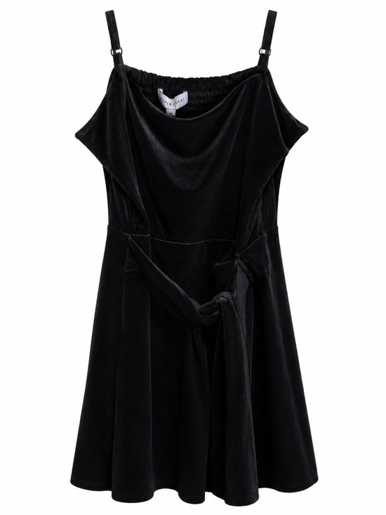 Gianni Bini Dresses & Skirts - Black Velvet Midi Dress Tie Waist Minimalist Cocktail Party Dress Size 9/10 NWT